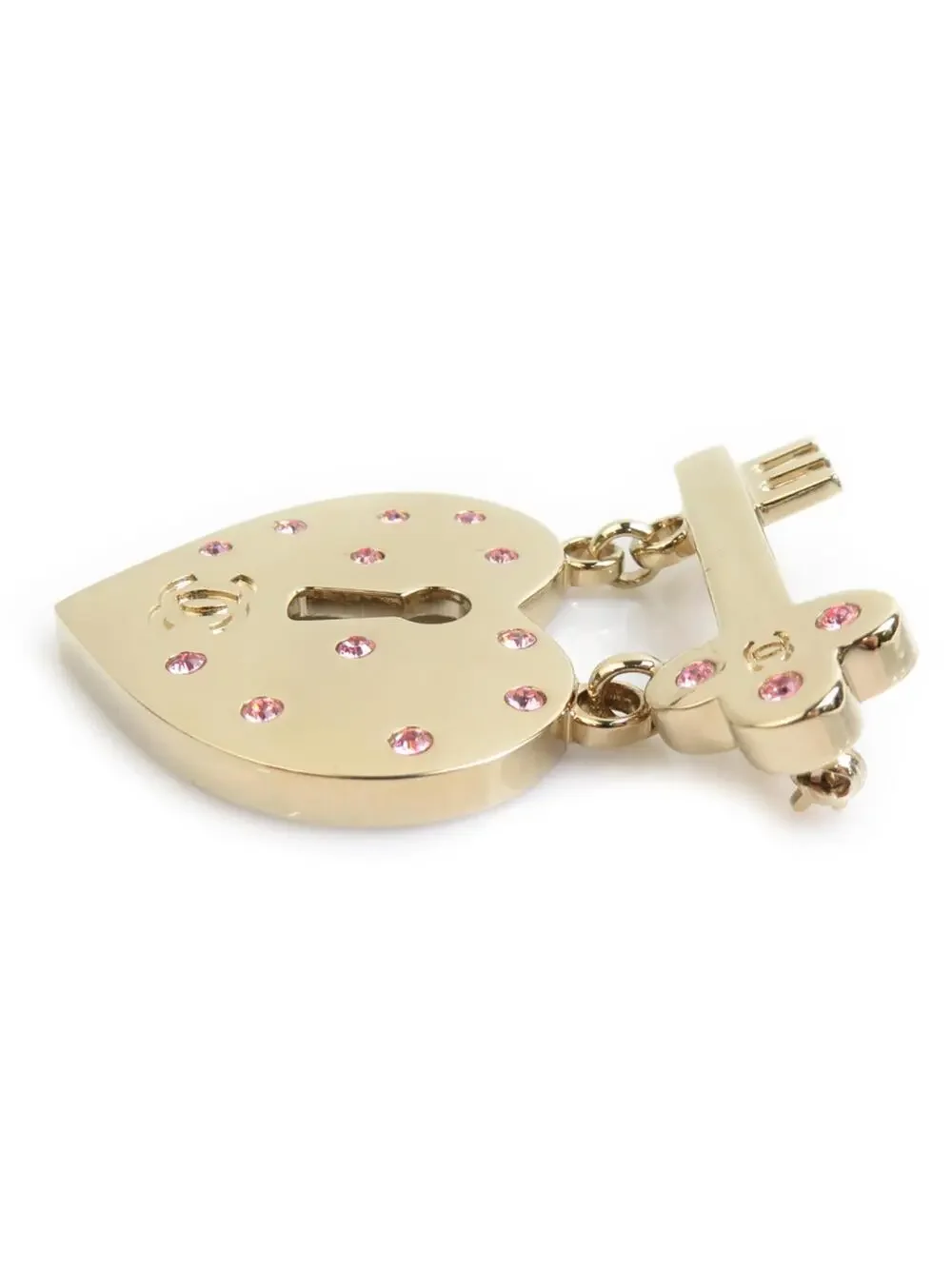 Chanel Heart Lock And Key Brooch Metal #250199C65B